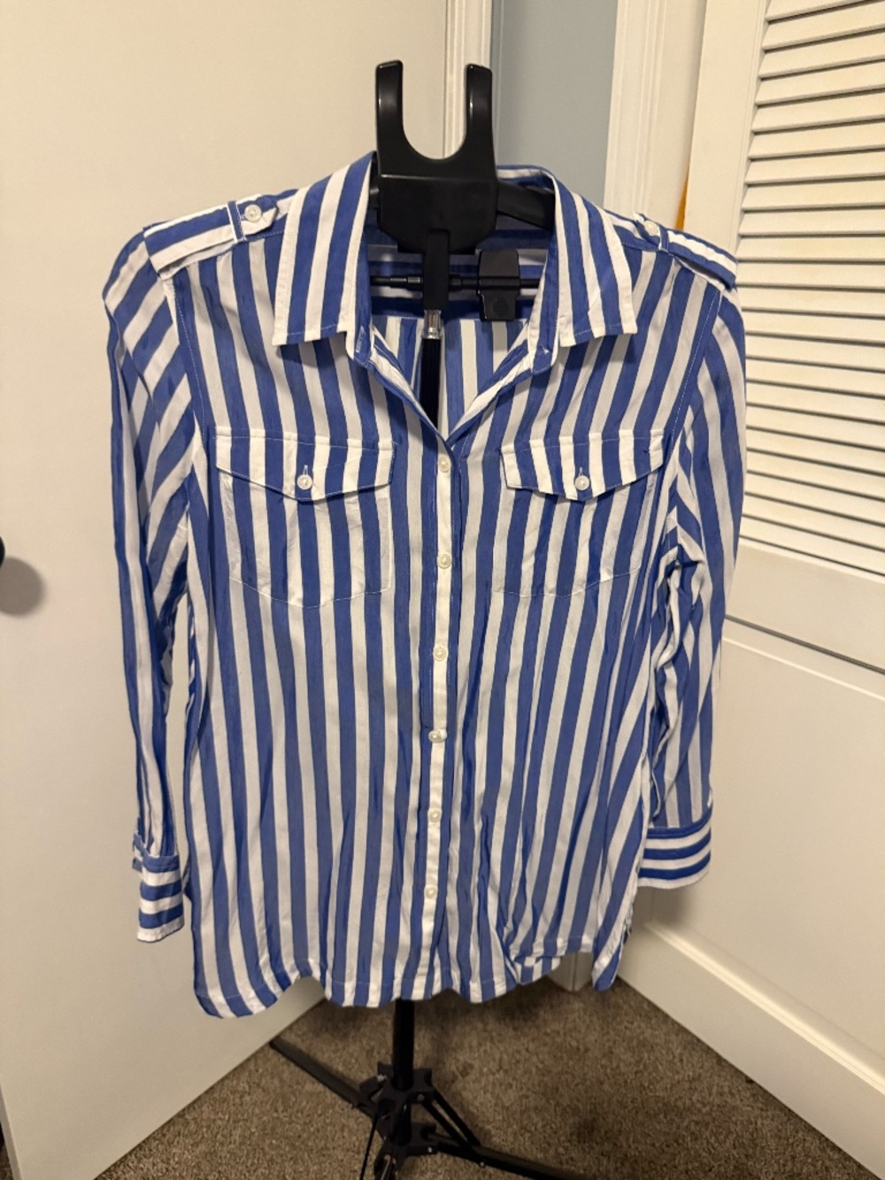 Banana Republic "Parker" Blue & White Striped Blouse